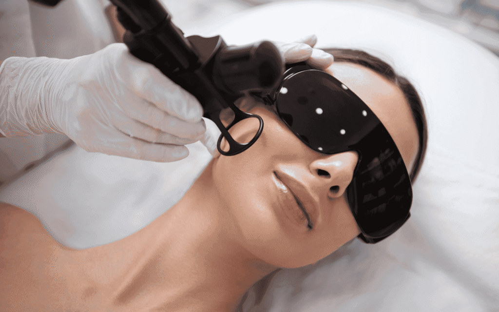 woman receiving laser treatment